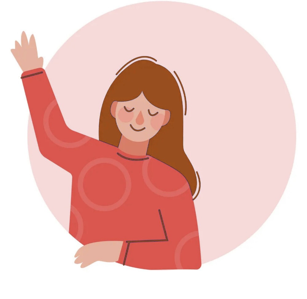 cartoon girl waving hello